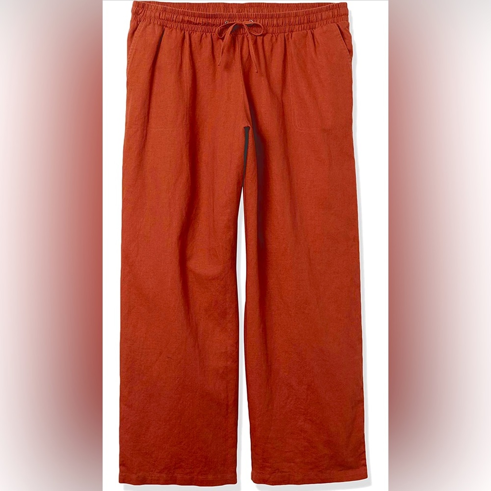 New Womens Terracotta Orange Linen Pants. Size XL.